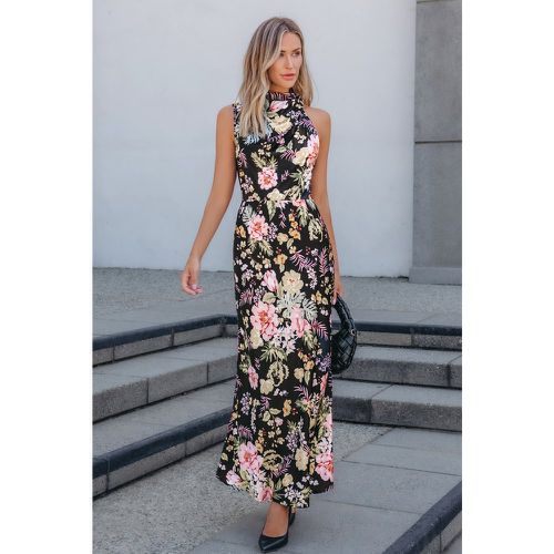 Robe longue à col haut drapé sans manches avec fleurs - CUPSHE - Modalova