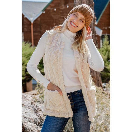 Gilet en faux fourrure à poches en patch - CUPSHE - Modalova