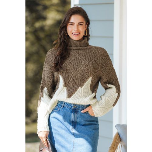 Pull à col roulé et manches longues avec bloc de couleur - CUPSHE - Modalova