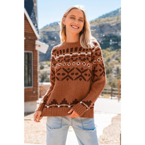 Pull à col rond et manches longues avec imprimé géométrique - CUPSHE - Modalova