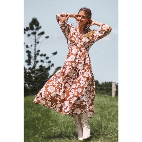 Robe longue à manches blouson et fleurs brûlé - CUPSHE - Modalova