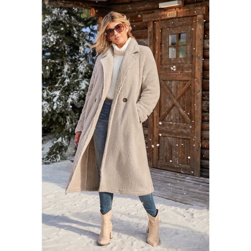 Manteau croisé en faux fur neutre - CUPSHE - Modalova