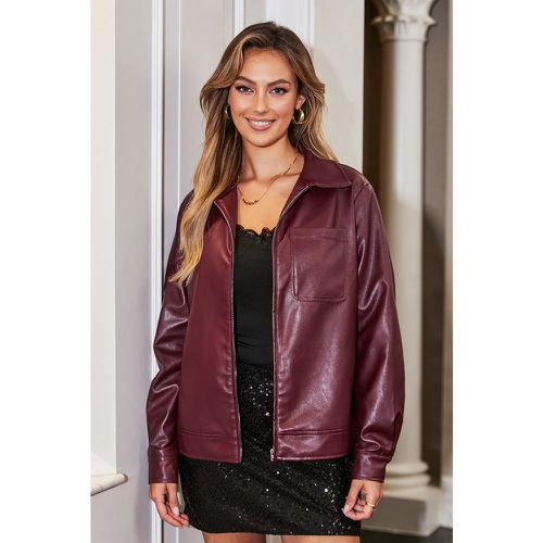 Veste zippée en simili cuir rouge - CUPSHE - Modalova