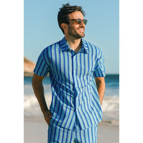 Chemise boutonnée bleue à rayures - CUPSHE - Modalova