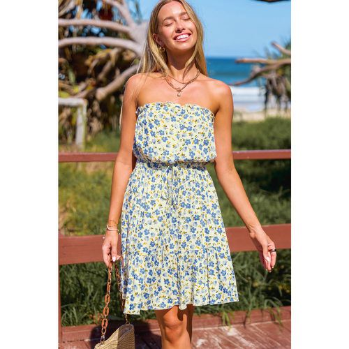 Robe tube courte florale bleue - CUPSHE - Modalova