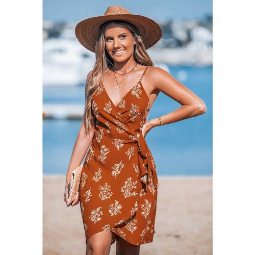 Robe portefeuille courte brune - CUPSHE - Modalova