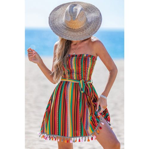 Robe courte à rayures sans manches col droit - CUPSHE - Modalova
