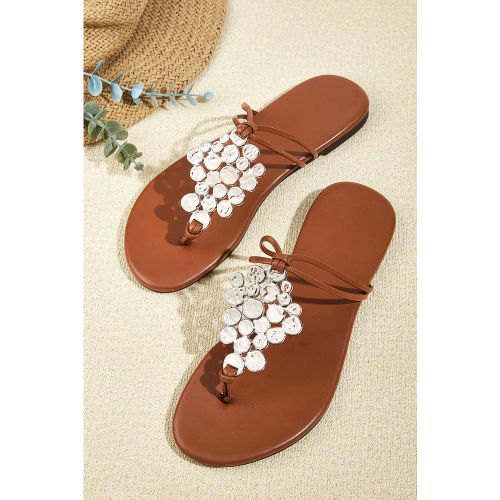 Sandales plates en simili cuir accent métallique - CUPSHE - Modalova