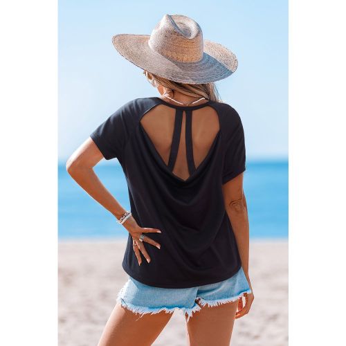 T-shirt bleu avec détail découpé - CUPSHE - Modalova