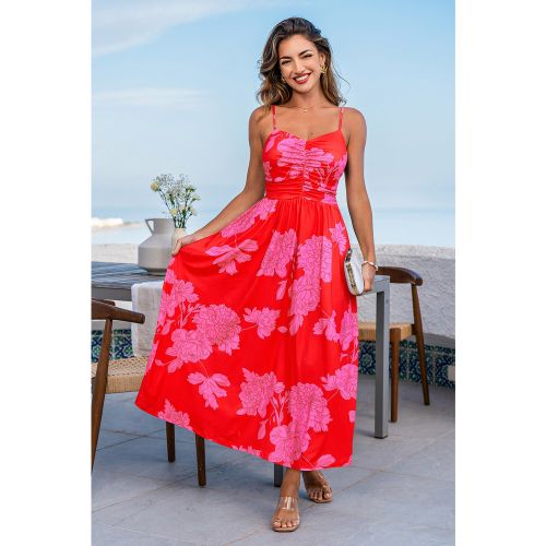 Robe longue fleurie col V sans manches - CUPSHE - Modalova