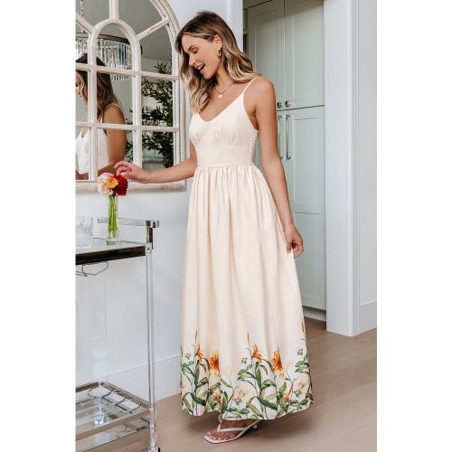 Robe longue tissée fleurie col V - CUPSHE - Modalova
