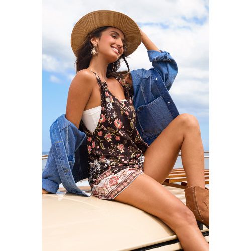 Combishort floral tissé jambe large - CUPSHE - Modalova