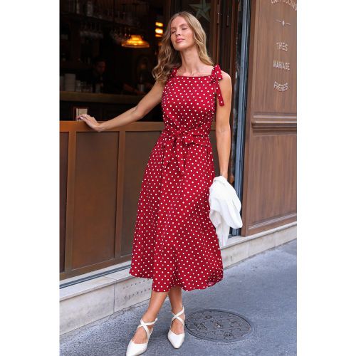 Robe longue à pois col bateau - CUPSHE - Modalova