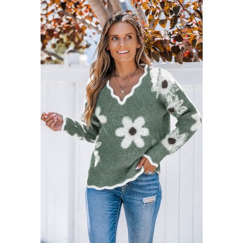 Pull floral vert col V - CUPSHE - Modalova