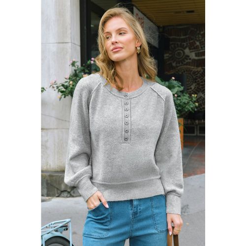 Pull gris col rond manches longues - CUPSHE - Modalova