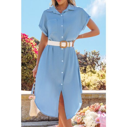 Robe bleue avec col de chemise - CUPSHE - Modalova