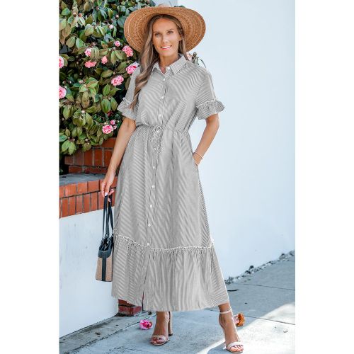 Robe longue à rayures col de chemise - CUPSHE - Modalova