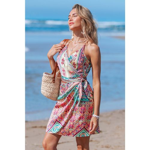 Robe cover up courte paisley col surplis - CUPSHE - Modalova