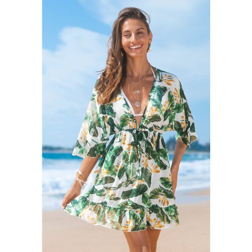 Robe cover up courte florale col plongeant - CUPSHE - Modalova