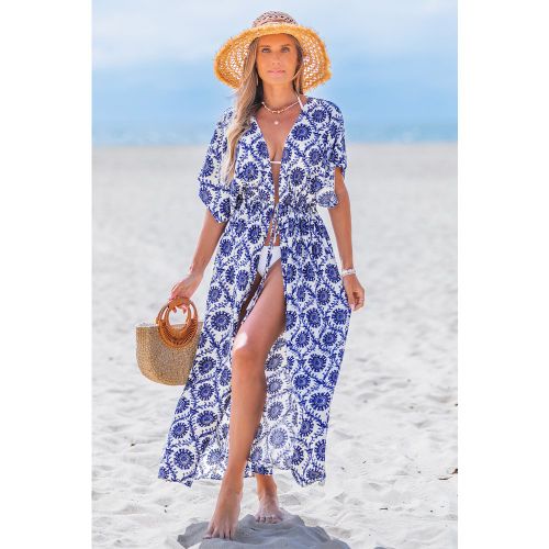 Kimono cover up manches courtes noué à la taille - CUPSHE - Modalova