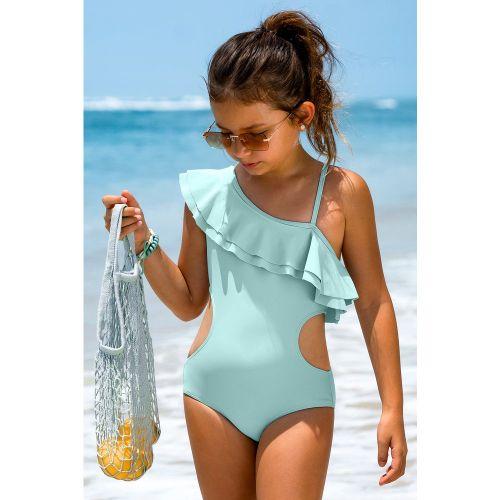 Maillot de bain une pièce vert à volants - CUPSHE - Modalova