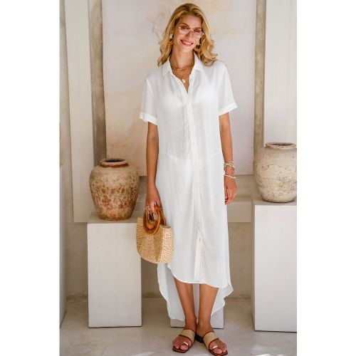Robe blanche tissée à ourlet incurvé - CUPSHE - Modalova