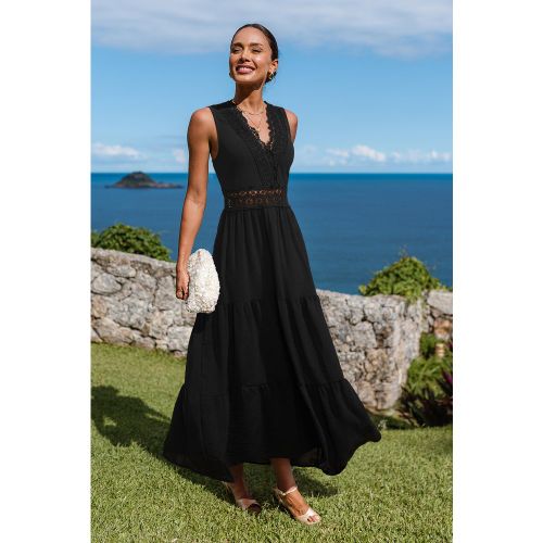 Robe longue tissé col V sans manches - CUPSHE - Modalova