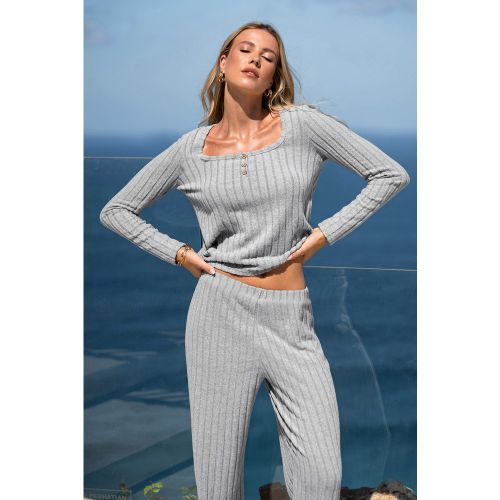 Ensemble pyjama à col carré et manches longues - CUPSHE - Modalova