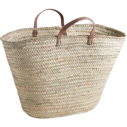 Panier XXL en palmier et cuir 70cm - AUBRY GASPARD - Modalova