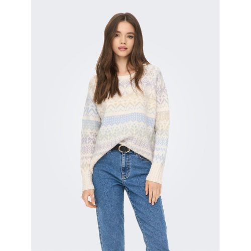 Pull col rond, maille jacquard - Only - Modalova