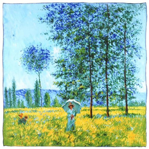 Carré de soie Claude Monet Sous les peupliers, effet de soleil - SILKART - Modalova