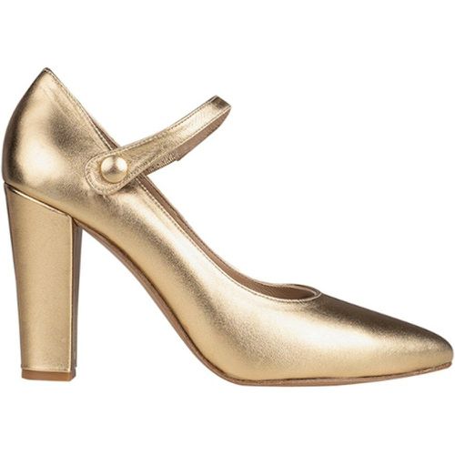 Escarpins talon haut cuir doré avec bride à bouton GIOIA - chaussures petites pointures - MZ MADE FOR PETITE - Modalova