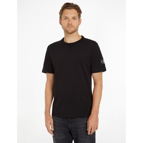 T-shirt col droit rond badge logo - Calvin Klein Jeans - Modalova