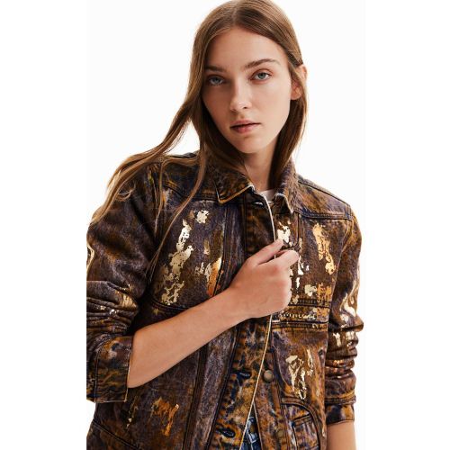 Veste "trucker" en jean métallisée - Desigual - Modalova