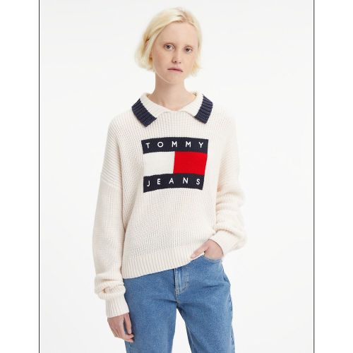 Pull col polo, logo devant - Tommy Jeans - Modalova