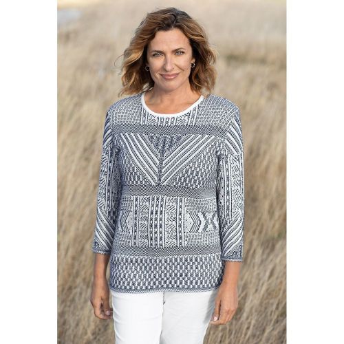 Pull jacquard en coton B.SOLFIN - Fabriqué en France - 50% COTON 50% ACRYLIQUE - B. SOLFIN - Modalova