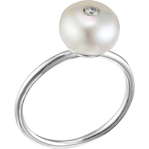 Bague perle en argent 925, Nacre, brillant, 2.60g, T56 - Canyon - Modalova