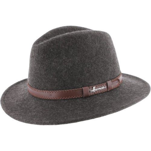 Chapeau en feutre chiné avec ceinture en faux cuir surpiquée MAC LORCA - HERMAN - Modalova