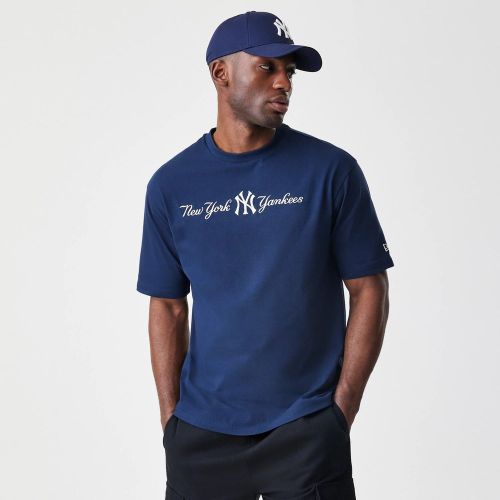 T-shirt Oversize New York Yankees MLB Script Bleu Marine unisex - New Era Cap - Modalova