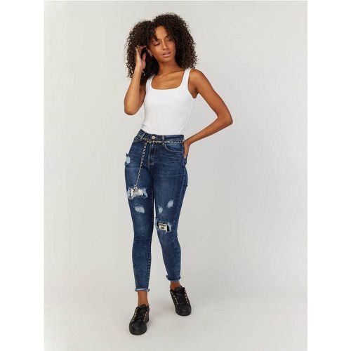 Jeans foncé destroy et ceinture chaine | Couleur: | Taille: XS - My Store - Modalova