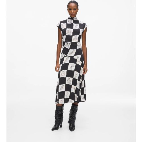 Robe Longueur Midi À Col Montant, , Motif À Damier Imprimé Sur Toute La Surface, Taille: 38 - Karl Lagerfeld - Modalova