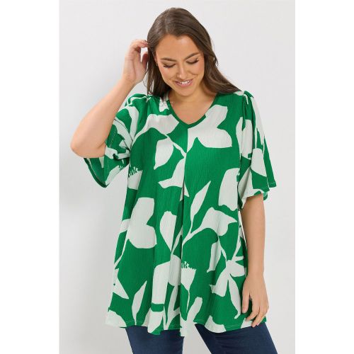 Top Texturé Plissé Sur Le Devant Au Design Abstrait Vert Size 44 - Yours - Modalova