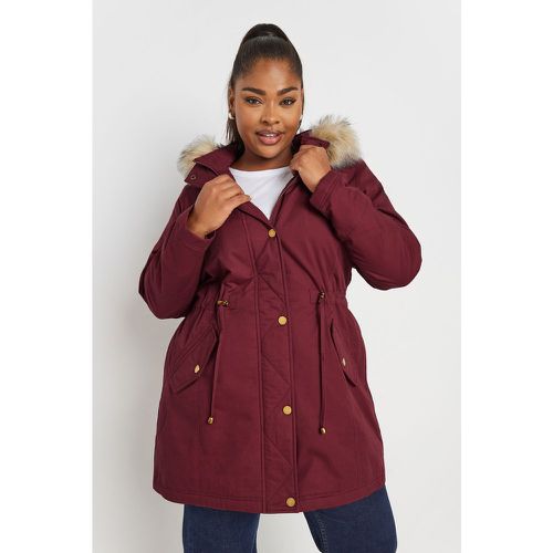 Curve Berry Red Faux Fur Trim Parka Coat, Grande Taille & Courbes - Yours - Modalova