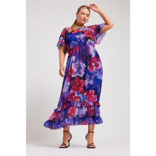 Curve Blue Floral Print Maxi Smock Dress, Grande Taille & Courbes - Yours London - Modalova