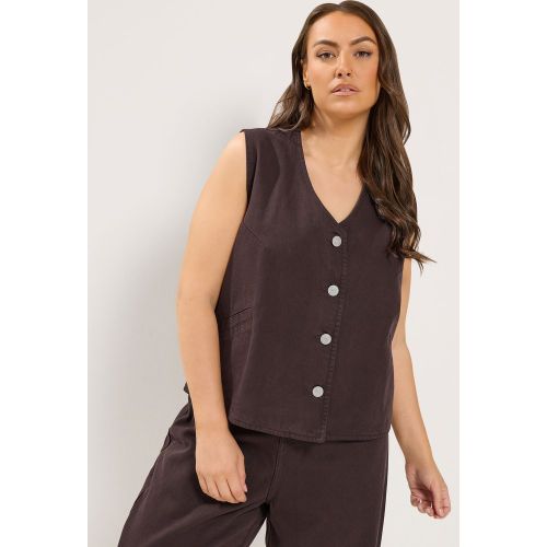 Gilet En Denim Marron Chocolat Size 48 - Yours - Modalova