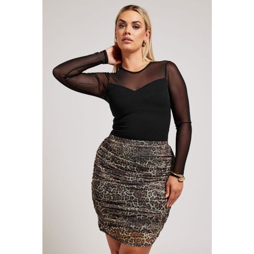 Jupe Courte Marron Léopard En Filet Size 58-60 - Yours London - Modalova