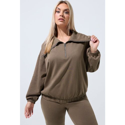 Sweatshirt Marron À Zip Plié Size 50-52 - Limited Collection - Modalova