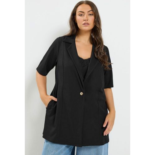 Blazer Noir À Manches Courtes Size 44 - Yours - Modalova