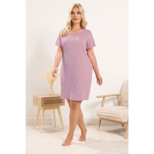 Chemise De Nuit Rose À Motif Cœur Avec Patte De Boutonnage Size 38-40 - Yours - Modalova