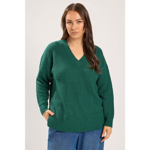 Pull Vert Basique À Col En V Size 46-48 - Yours - Modalova